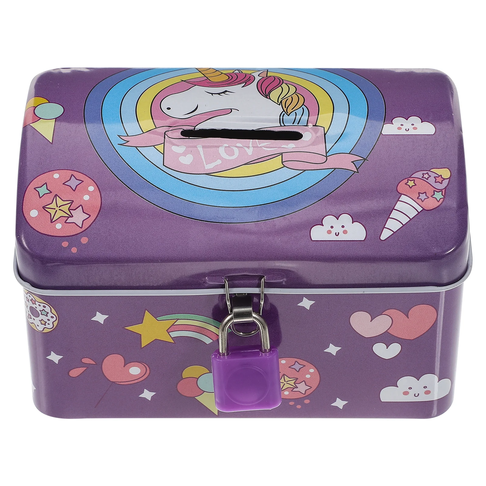 Toddler Piggy Bank Money Girls Kids Cartoon Box Purple Coin Unicorn Child