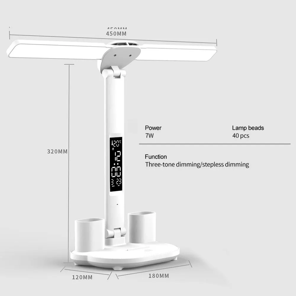 Imagem -06 - Xiaomi-led Multifunções Desk Lamp Candeeiro de Mesa com Calendário Usb Touch Night Light Pen Holder Lâmpada de Leitura do Quarto