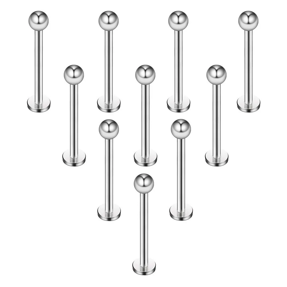 15PCS 16G Stainless Steel Lip Rings Labret Nose Studs Piercing Labret Monroe Nose Studs Ear Tragus Helix Earring 6/8/10/12mm