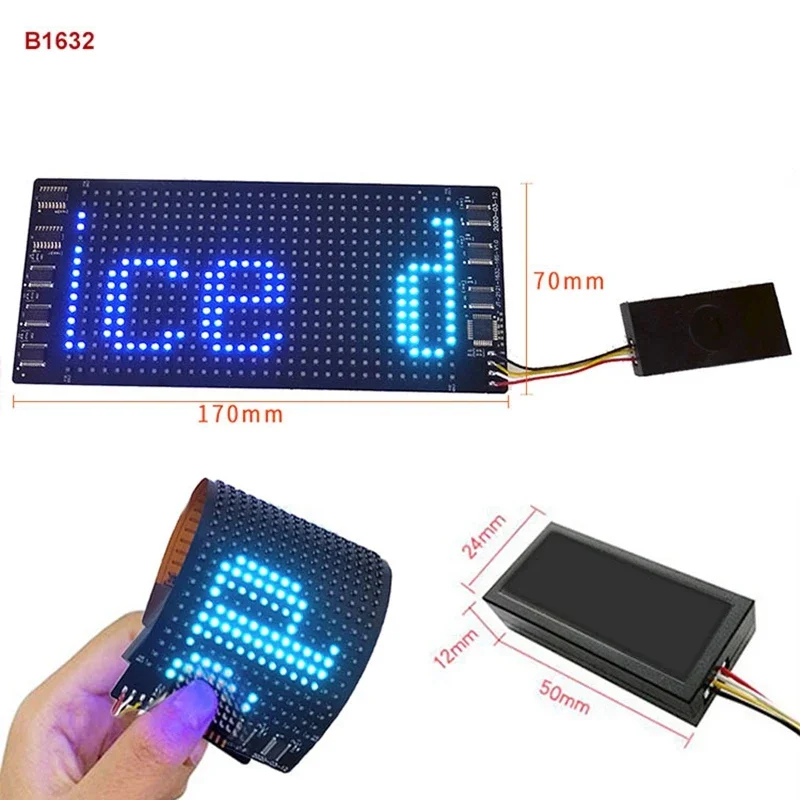Panneau Programmable Bluetooth RGB, affichage LED Flexible, Module 16x32 Pixs, panneau matriciel pour écran de masque LED, sac à capuchon LED, T-Shirt, bricolage