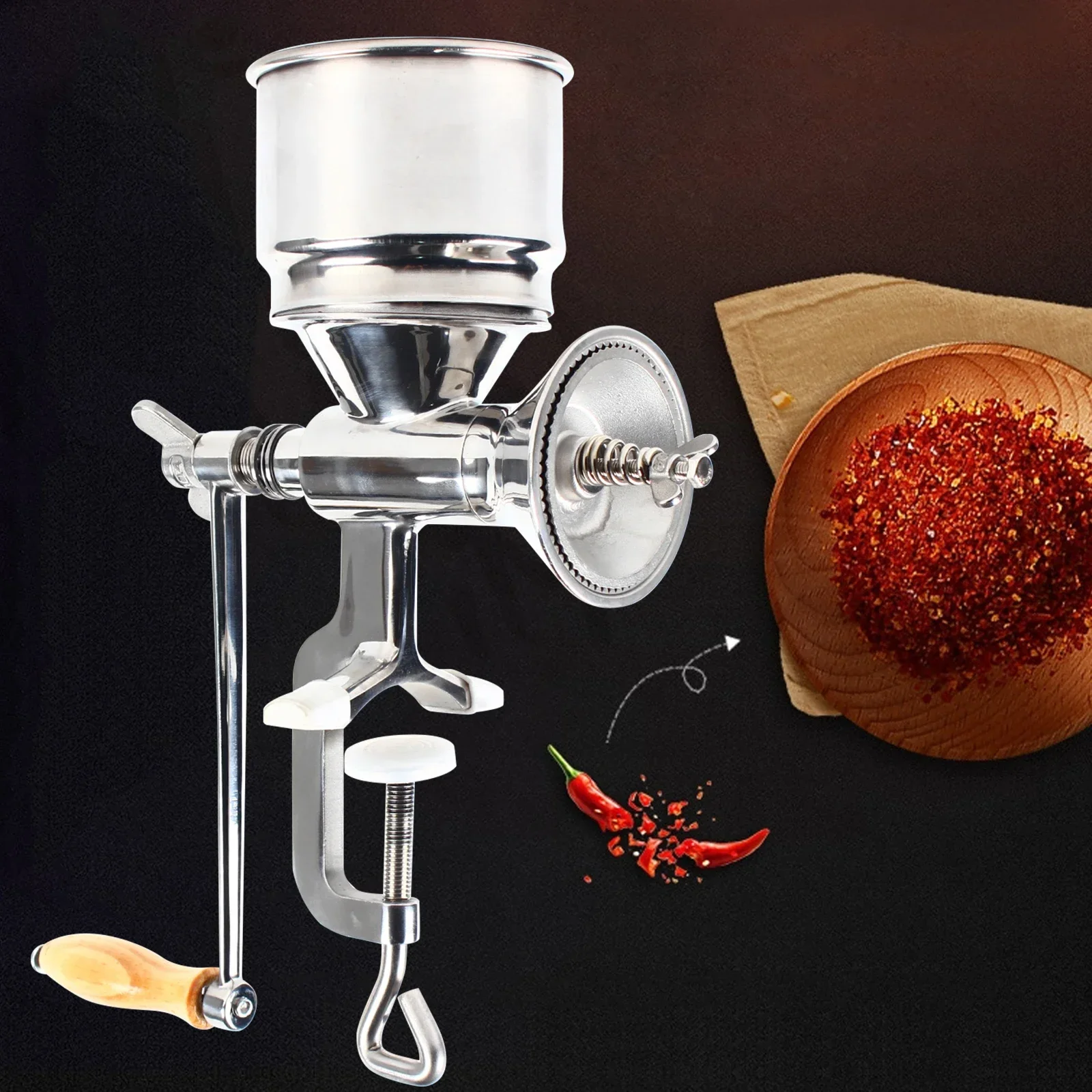 Hand Crank Corn Grinder Flour Maker Manual Wheat Grain Nut Mill Grinding Machine Stainless Steel Manual Grain Mill Kitchen Tool