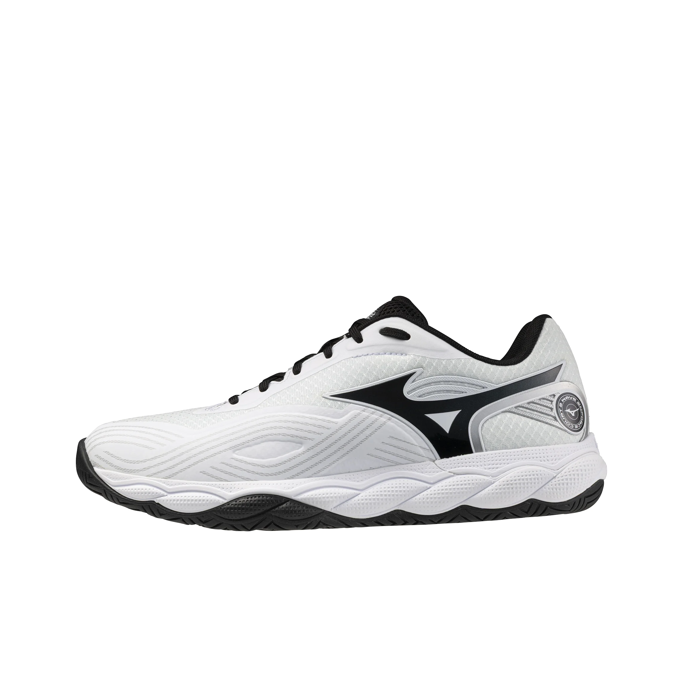 Mizuno WAVE ENFORCE COURT Tennis Shoes Men's Low Top White Black Silver Color Block 61GA263209