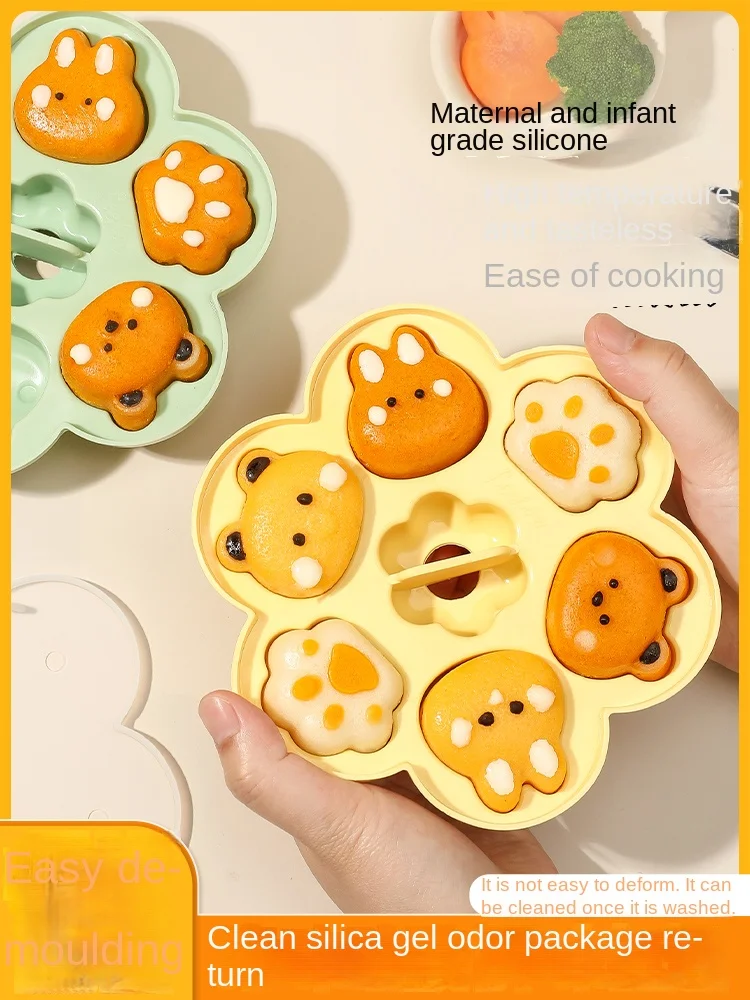 Baby Complementary Food Steamed Cake Mold Food Grade Ssilicone Rice Cake Cat Cclaw sSausages High-temperature Resistant Baking