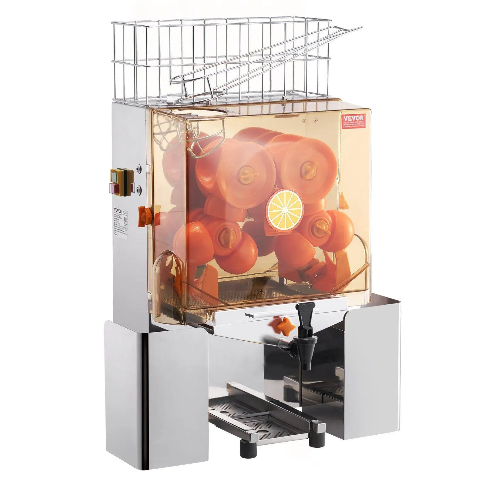 

Orange Squeezer Machine 120W 20 Oranges/Minute Commercial Grade Stainless Steel Juice Extractor with Tap & Detachable Cover