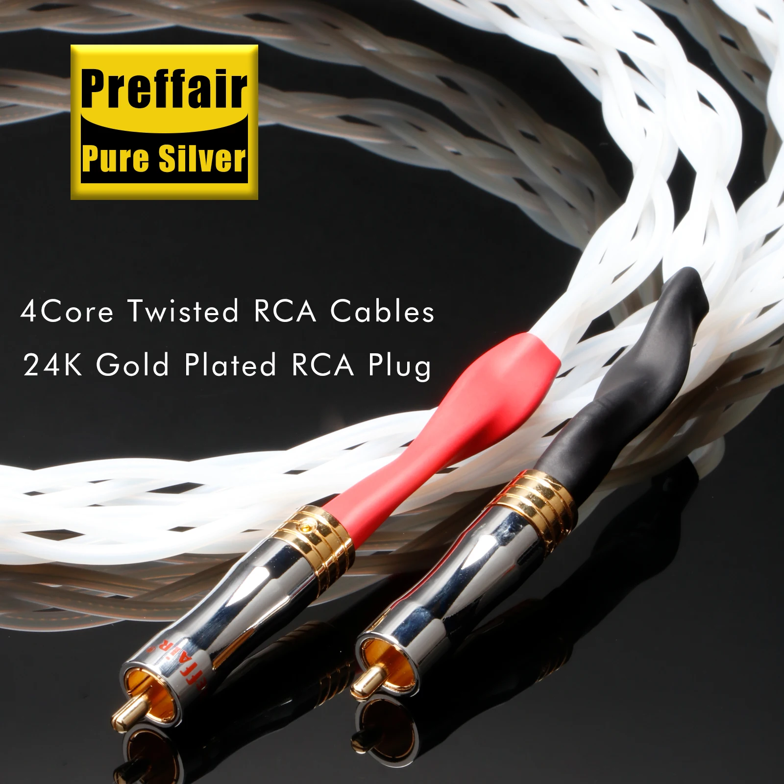 زوج من كابل RCA من الفضة النقية 100% من الفضة الإسترليني HIFI إشارة الصوت ربط للمسرح المنزلي DVD مكبر الصوت مكبر كهربائي