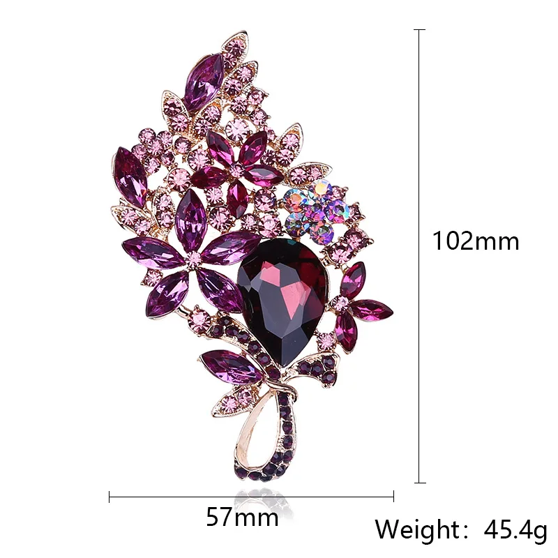 SKEDS Luxury Big Rhinesotne Brooches Pins For Women Lady Full Crystal Decoration Banquet Party Dress Coat Jewelry Corsage Brooch