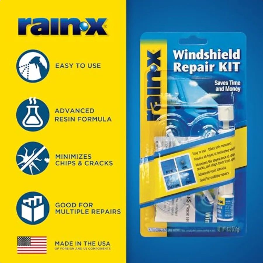 600001 Windshield Repair Kit Quick and Easy Durable Resin Based Windshield Repair Kit for Chips and Cracks Good for Round Damag