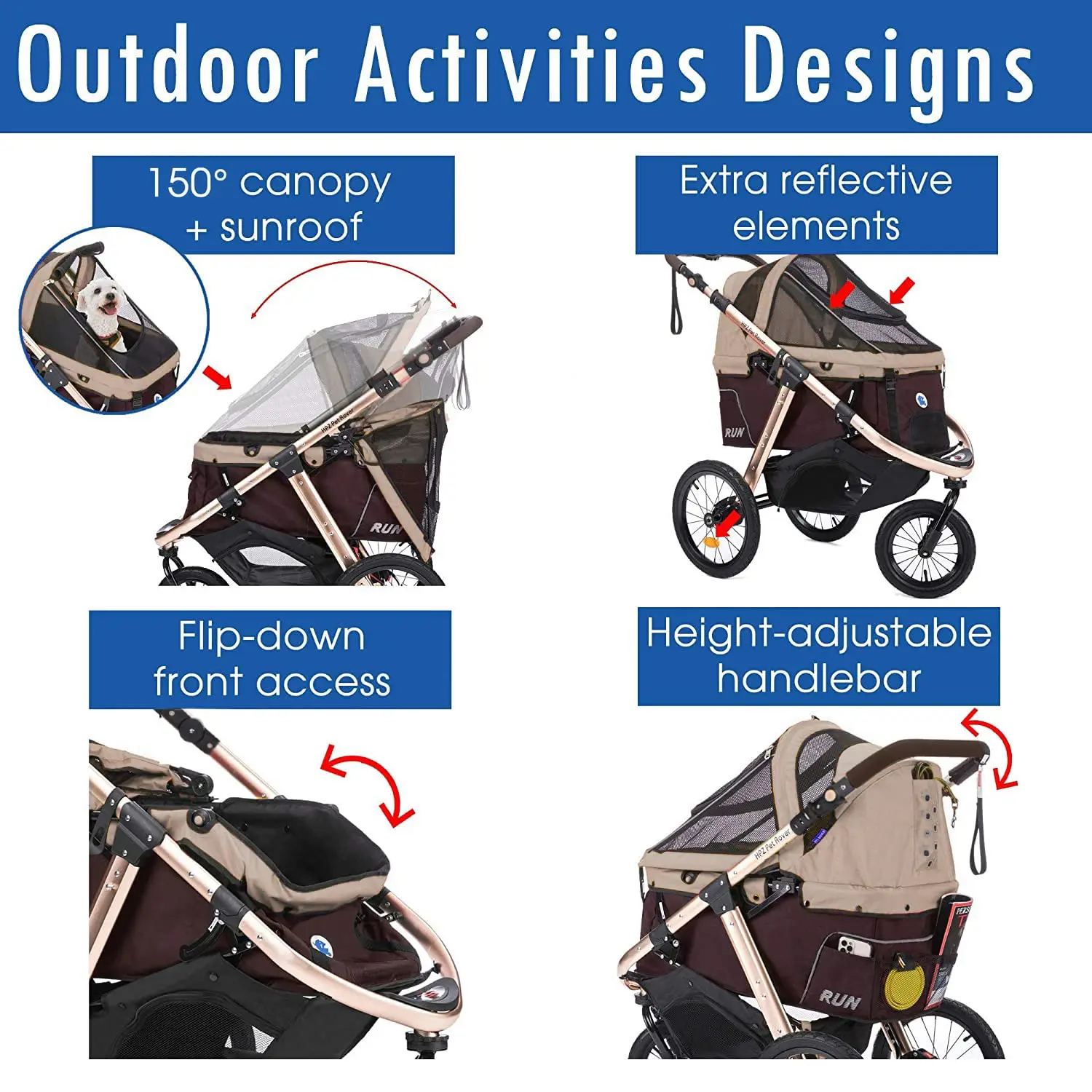 Executar Desempenho Sports Stroller, Comfort Rodas De Borracha, Zipper-Less Entrada, 1 Mão,