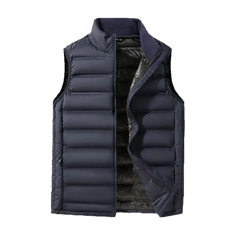 

90%White Duck Down Winter Couple Vest Sleeveless Puffer Jacket Graphene Liner Stand Collar Warm Down Gilet Coats Big Size 8XL
