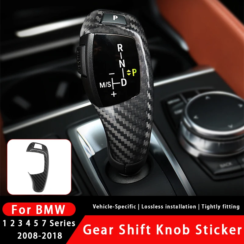 

Real Carbon Fiber Gear Shift Handle Head Sleeve Button Cover Stickers For BMW 1 2 3 4 5 7 Series X5 X6 F10 F20 F32 F25 F15 F16