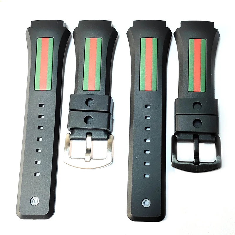 29x21 مللي متر ل Gucci YA137/YA137107A ساعة مطاطية حزام مخصص جاحظ ميناء الفرقة مقاوم للماء رجل سوار أسود