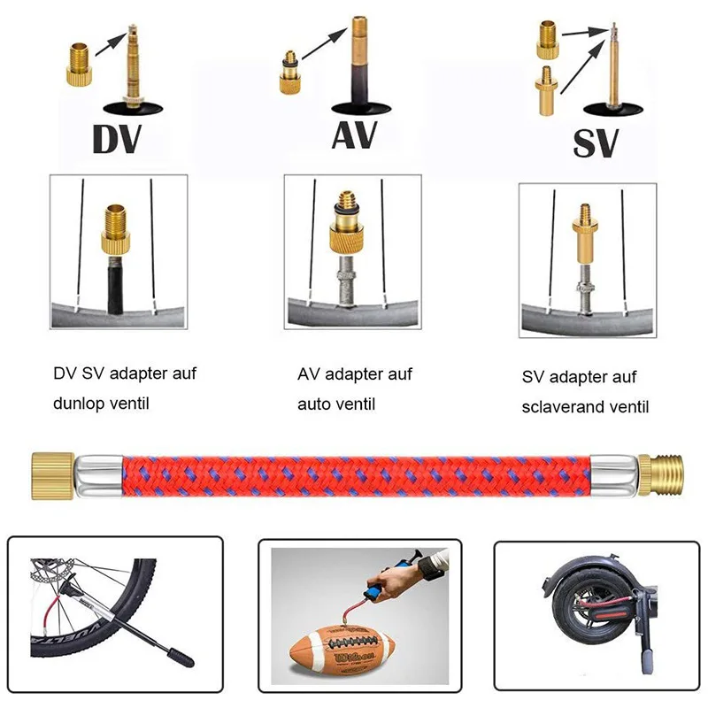 Bicycle Air Nozzle Valve Adapter Set Bicycle Valve Set SV AV DV Bicycle Pump