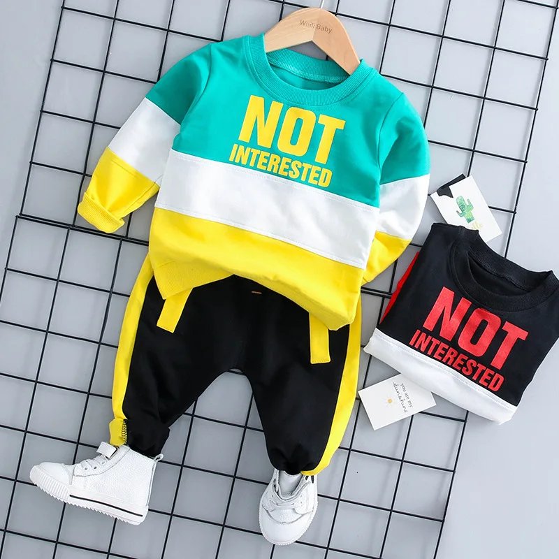 Children Clothing Baby Boys Outfit Sets New Winter Kids Clothes Boys Print Top+Pant Suit For Girls Clothes 1-2-3-4 Year