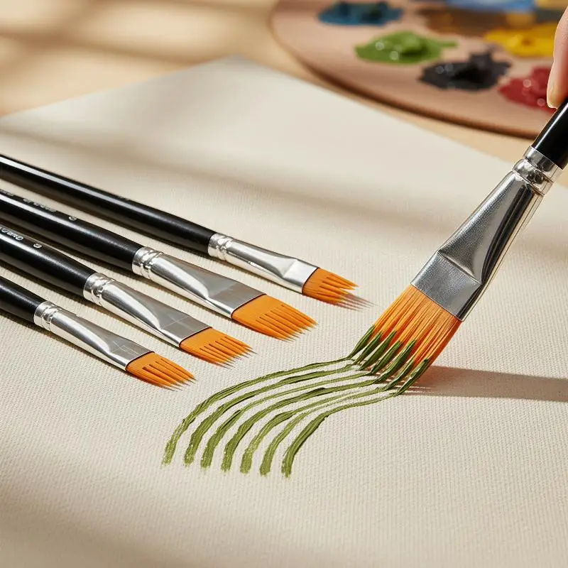 4Pcs Serrated Shape Paintbrush Set Landscape Leaf Art Brushes For Watercolor Oil Digital Painting Artist & Student Supplies