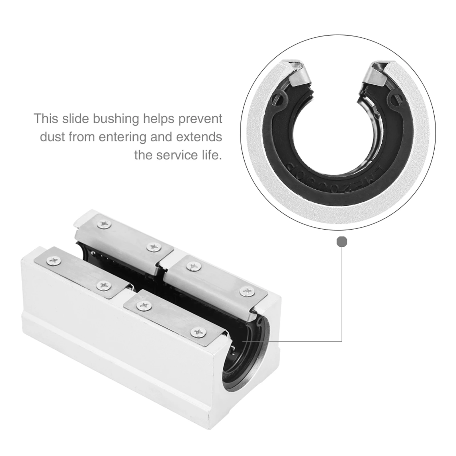 SBR20LUU-buje deslizante de rodamiento de bolas, carril largo de aleación de aluminio, 1 piezas, 20mm, bloqueo lineal