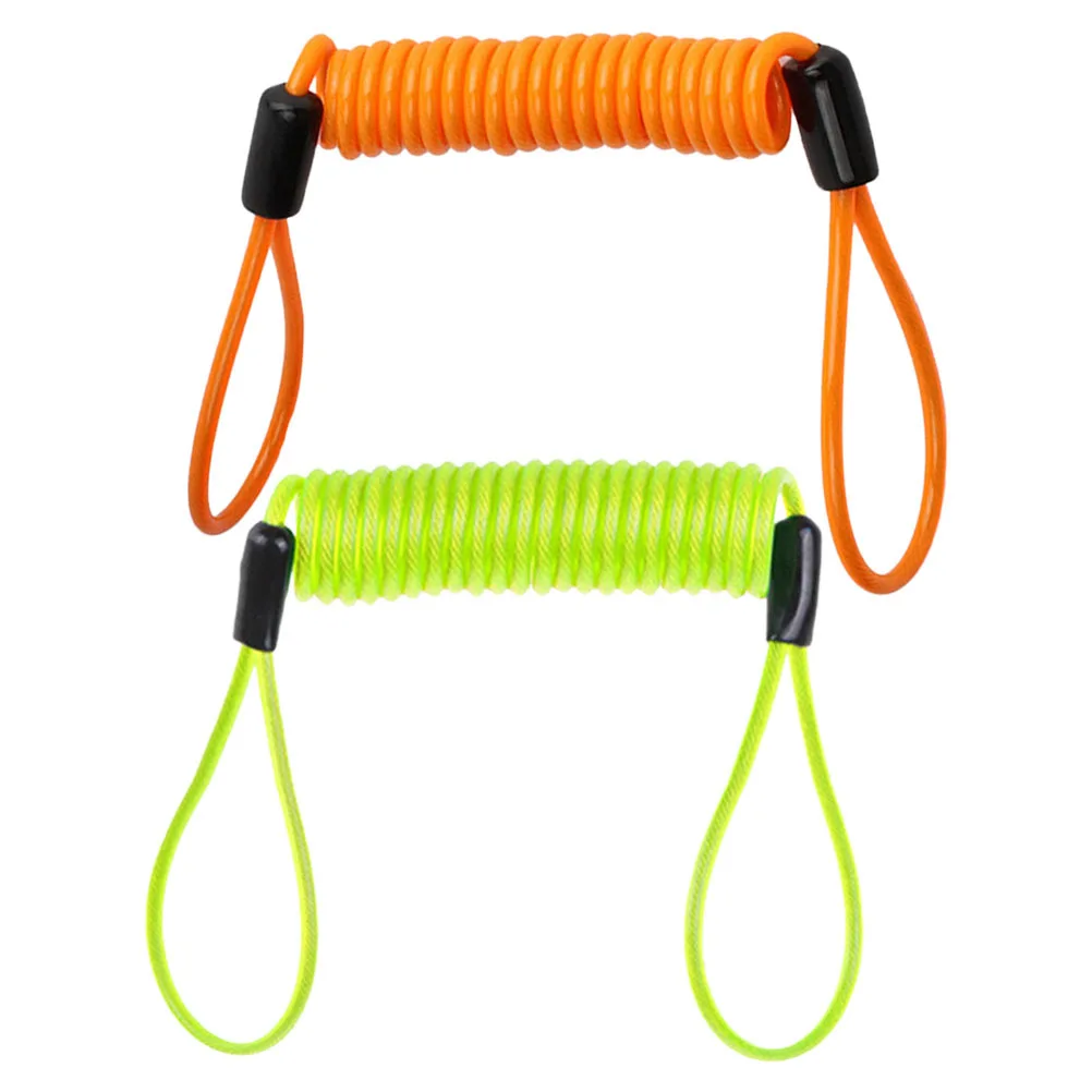 2Pcs Extended Spring Steel Cable Lock for Motorcycle Disc Brake Heavy Duty Bike Security Lock with High Visibility PVC Coating