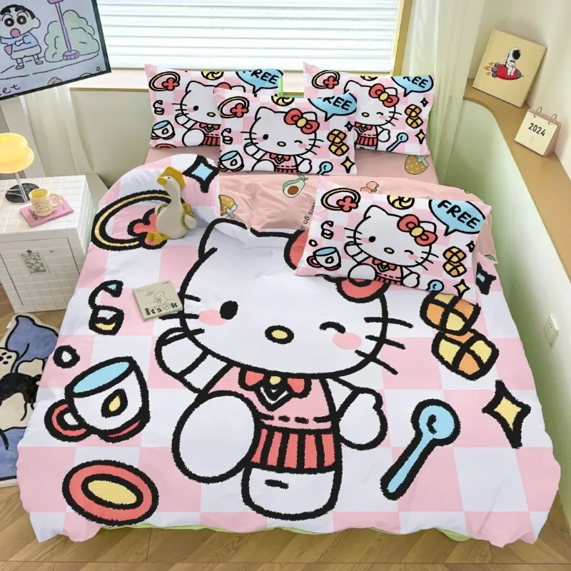 

Sanrio Kawaii Hello Kitty Quilt Cover My Melody Kuromi Anime Cartoon Fashion Exquisite Skin Friendly Student Dormitory Bed Sheet