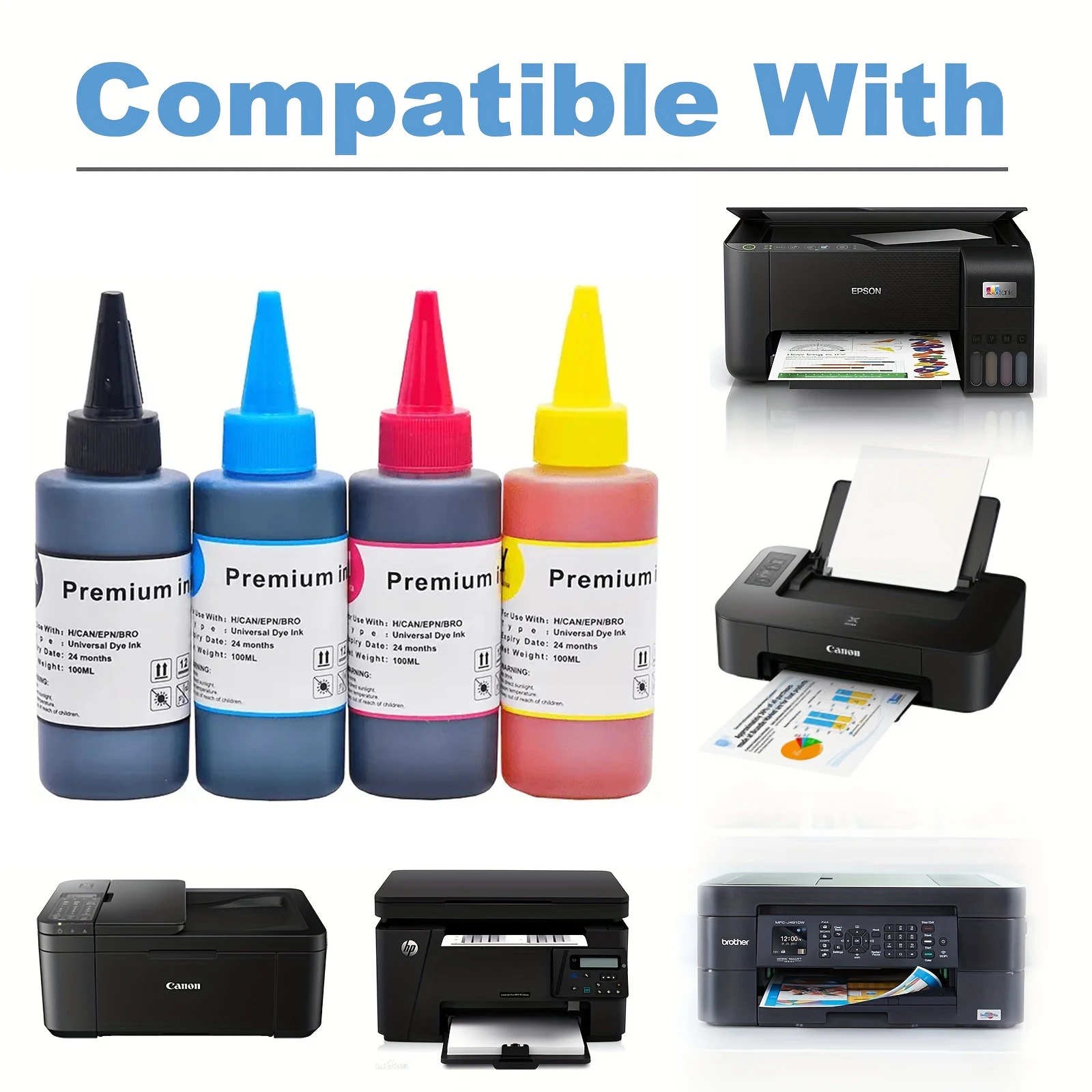 حبر عالمي 100 مل متوافق مع الطابعات النافثة للحبر Epson Canon HP Brother