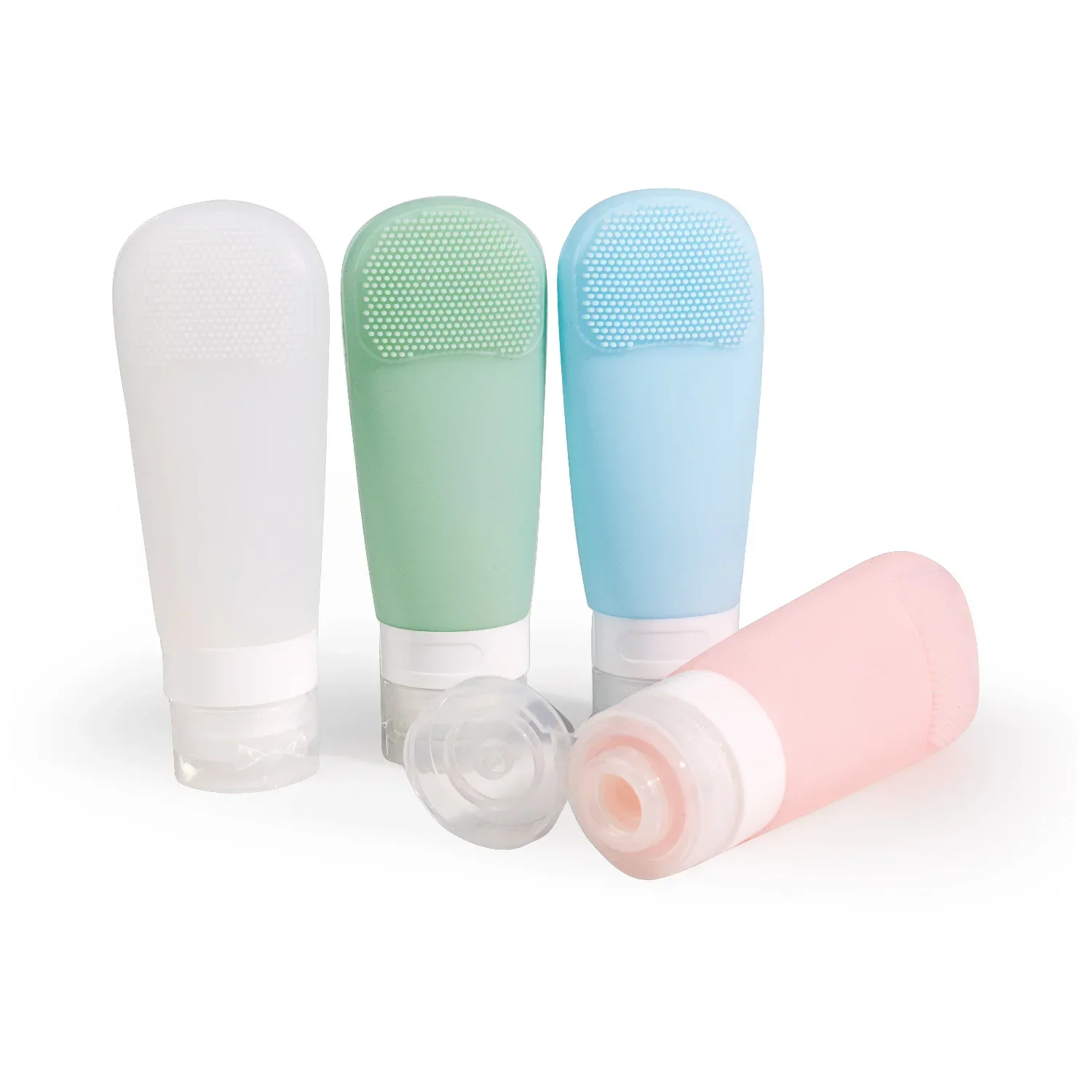 

1PCS Travel Sub Bottle Lotion Shampoo Dispenser Hairbrush Sucker Bottle Silicone Plastic Toiletry Refillable Bottles 90ml/60ml