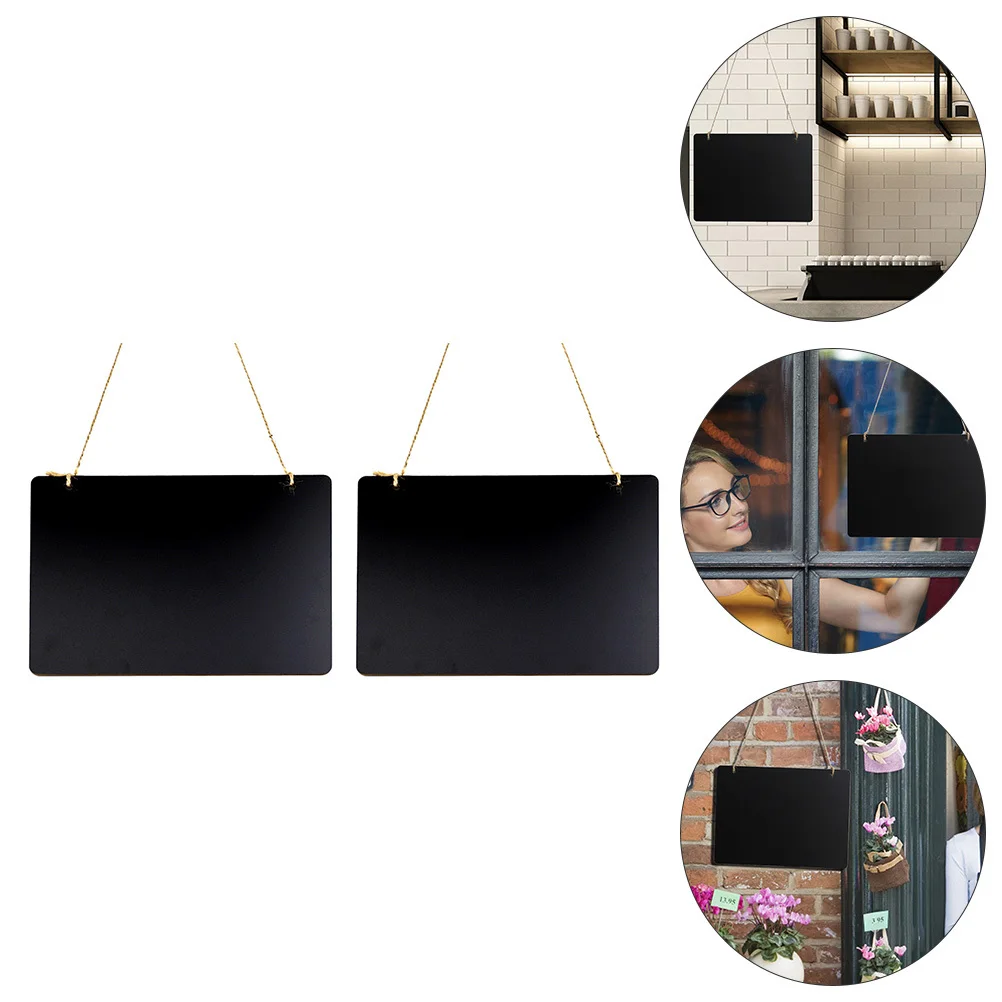 

2Pcs Wooden DIY Double Sided Mini Blackboard Hanging Chalkboard Sign for Home Office Restaurant Writing Drawing Decoration