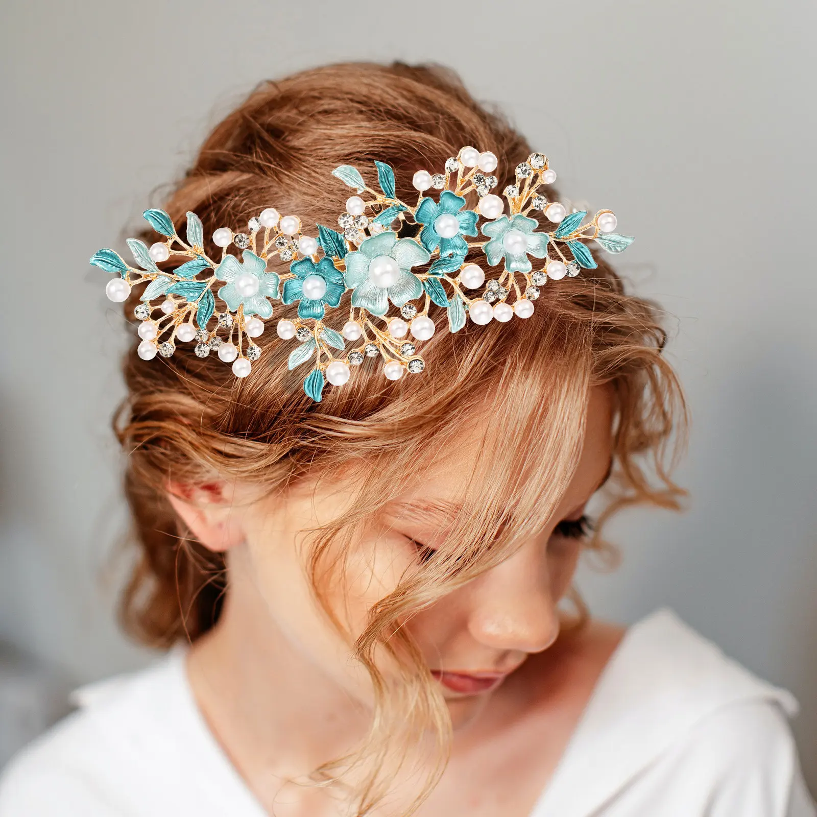 

Rose Hair Comb Alloy Elegant Flower Design Easy to Use Bridal Wedding Hairpin Hairclip Hair Comb Headdresses for Women