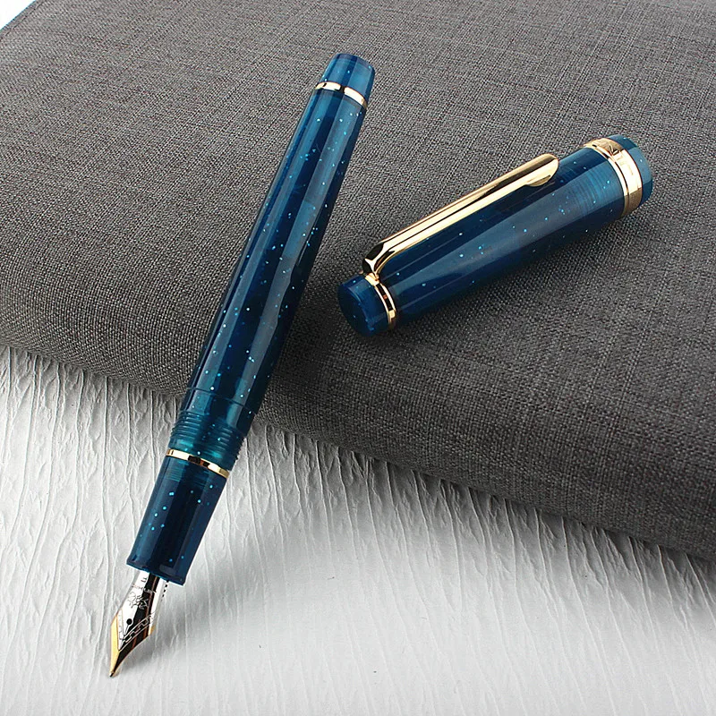 Imagem -03 - Jinhao-caneta-tinteiro Acrílica Azul Profundo ef f Nib Escritório Empresarial e Material Escolar Caneta de Escrita de Luxo 82