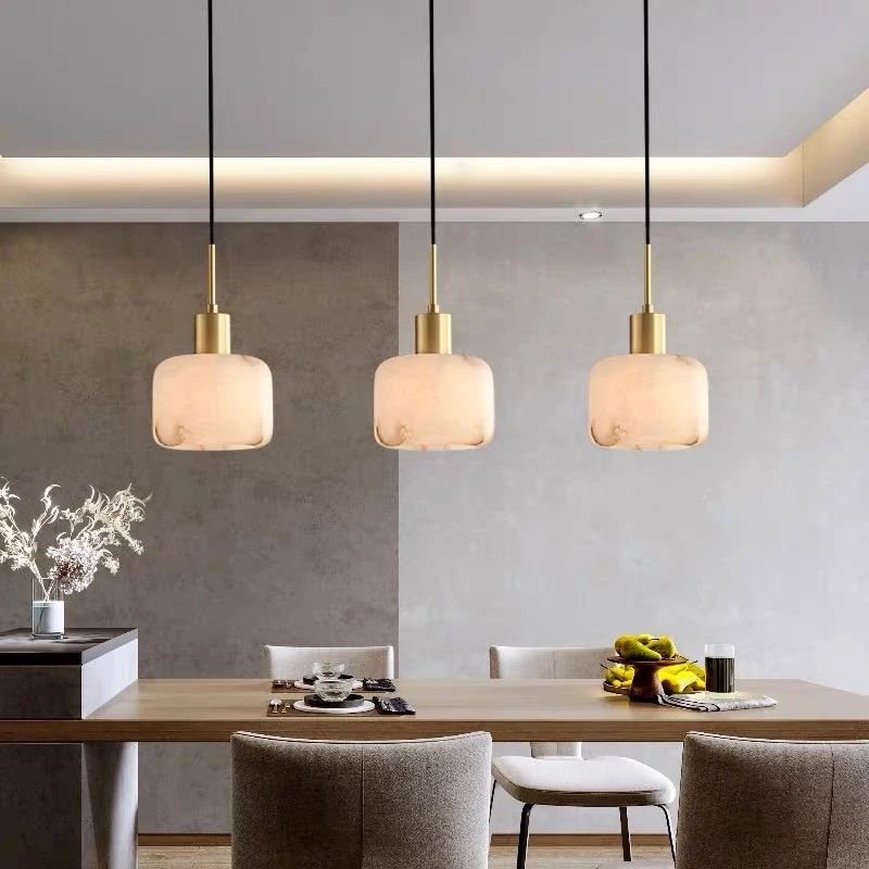 Modern Marble Pendant light Modern LED Alabaster Chandelier for Bedroom Hotel Living Room Nordic Round Square Pendant lamp