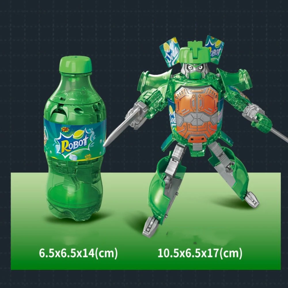 Mecha modelo deformado refrigerante robô cola bebida pode figuras ação deformação garrafa robô engraçado educacional transformando robô