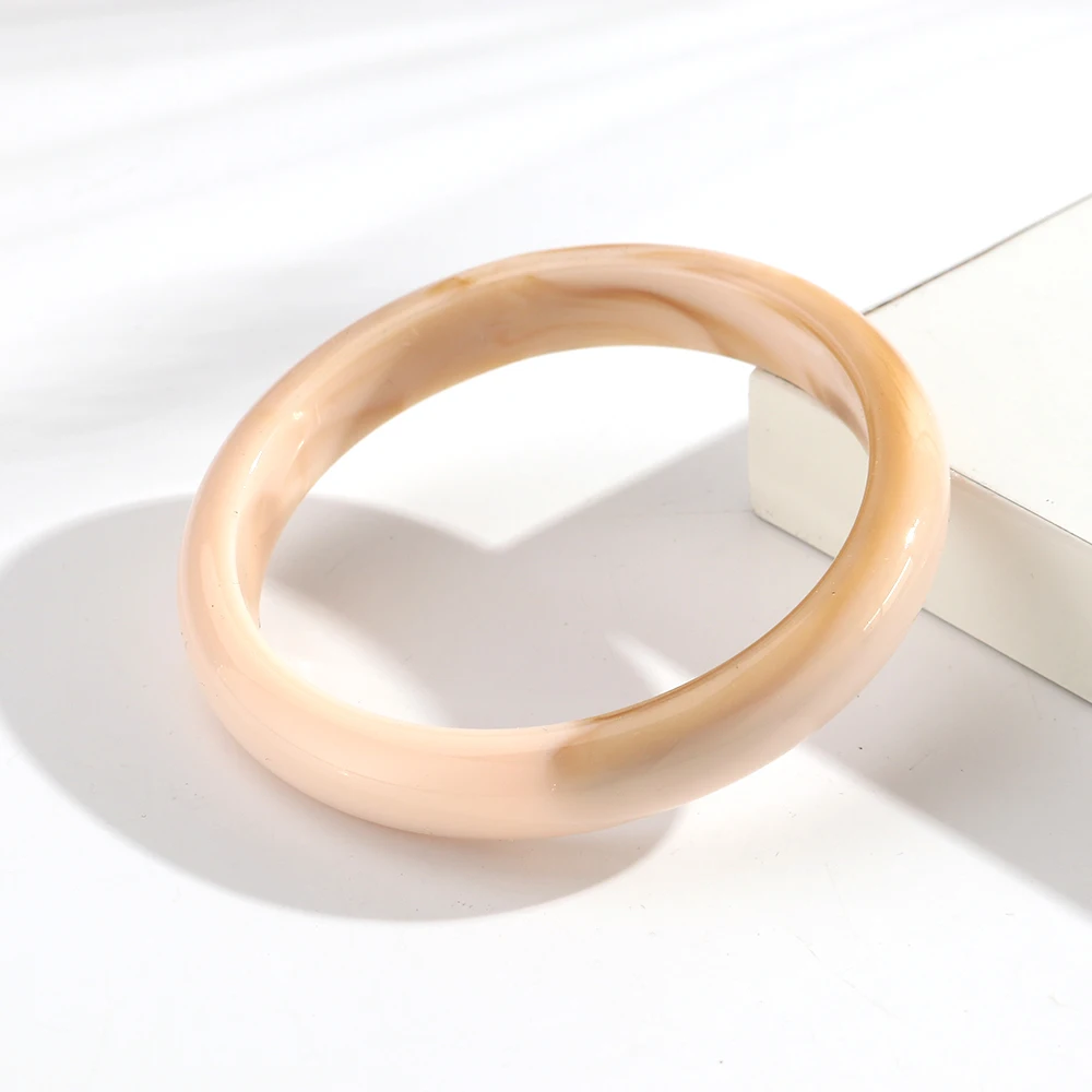 Women's Colorful Thin Round Acrylic Bangles, Boho Style