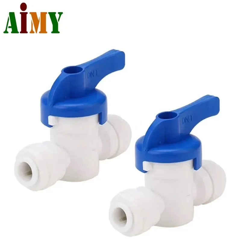 Ball Valve Through Switch Slip Lock Quick Connector Joint Valve Reveser Osmosis Aquarium Fittings 6.4mm 9.5mm 1/4 '' 3/8'' 1Pc