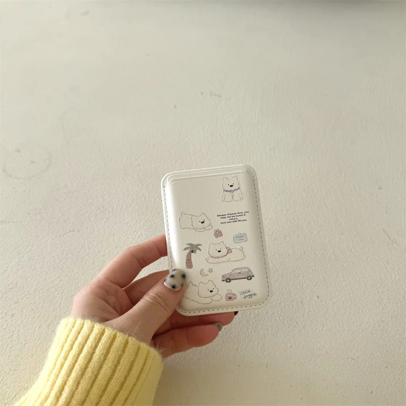 Cute Cartoon PU Leather Magnetic Card Holder Phone Grip Wallet Pocket Card Slot Storage Mobile Phone Case Teen Girls Accessory view 5