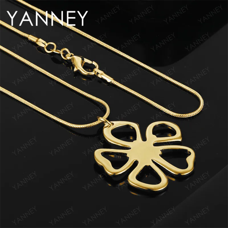 

925 Sterling Silver 18K Gold 16-30 Inch Exquisite Flower Pendant Necklace Fashion Women Girlfriend Gift Wedding Jewelry