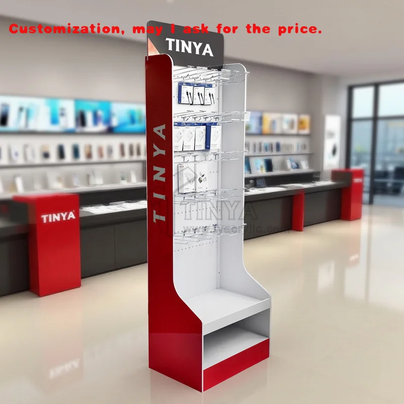 

Индивидуальная современная пластиковая подставка для перфорированной доски из ПВХ с прочными крючками, мебель для мобильного магазина, аксессуары для телефонов, дисплей R