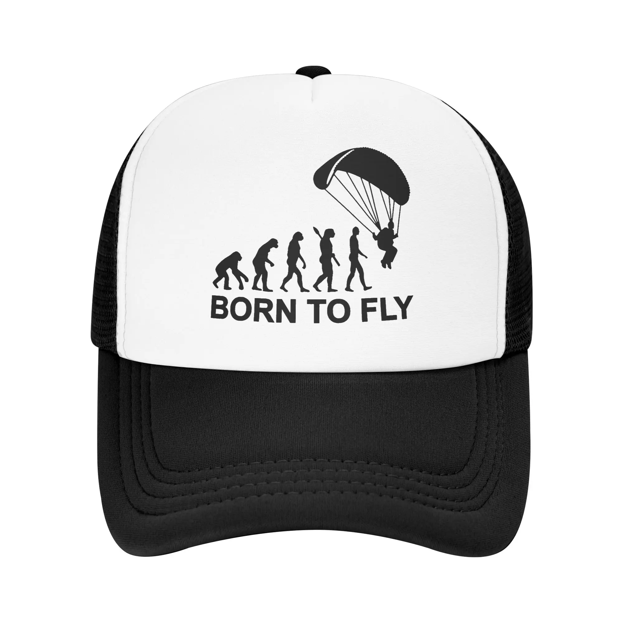 Punk Evolution Skydiving Baseball Cap Adjustable Born To Fly Paraglider Paragliding Trucker Hat Performance Snapback Trucker Cap