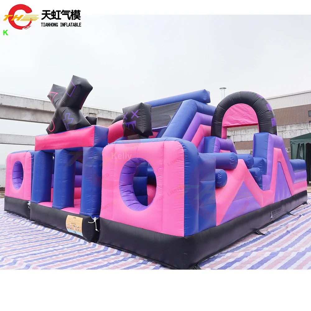 Sea Ship 8x7m gigante gonfiabile corsa ad ostacoli gioco sportivo parco giochi commerciale gonfiabile buttafuori ostacoli Run con ventilatore