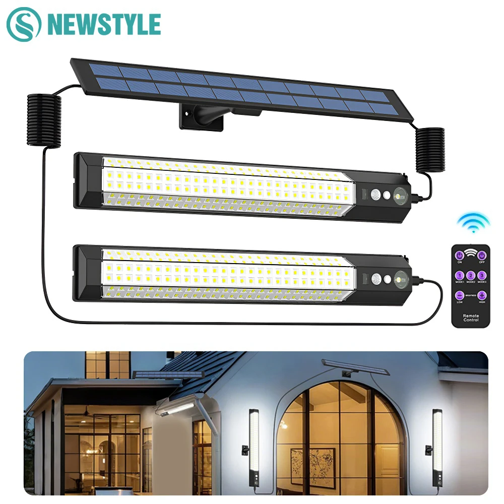 

Outdoor 158/316 LED Solar Light Motion Sensor Lamp Remote 3 Mode Solar Security Wall Lights Porch Fence Garden Camping USB