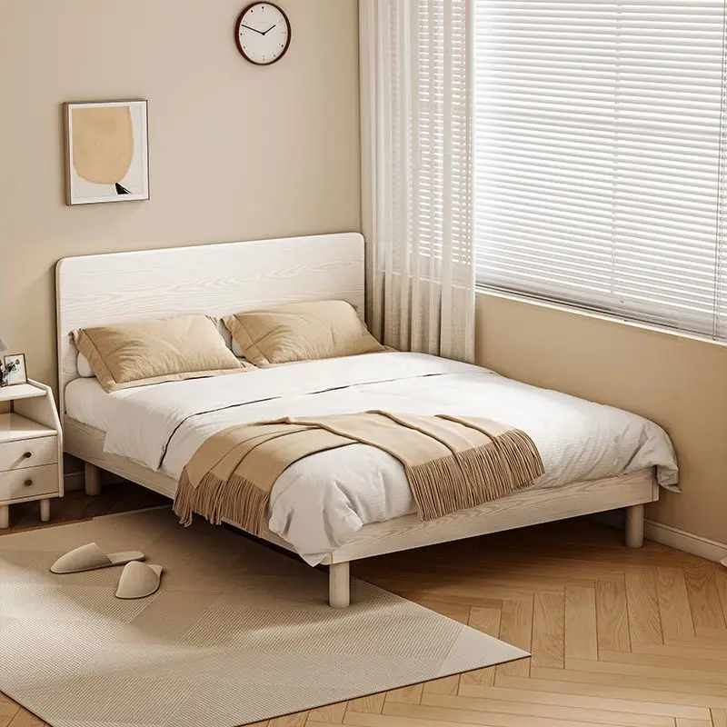 

Single bed, small apartment , simple, modern, white, solid wood bed