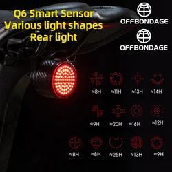 OFFBONDAGE Bicycle Rear Light Smart Auto Brake Sensing Tail Light LED Charging Waterproof Cycling Taillight Bike Accessories
