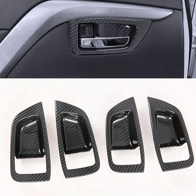 For Mitsubishi Pajero Sport 2020 8PCS Carbon Fiber ABS Car Door Handle Bowl Protector Cover Trim Moldings Car Styling