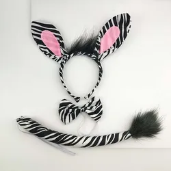Party Boy Women Men Zebra Ear Headband Birthday Gift Animal Hair Bands Plush Halloween Costume Cosplay
