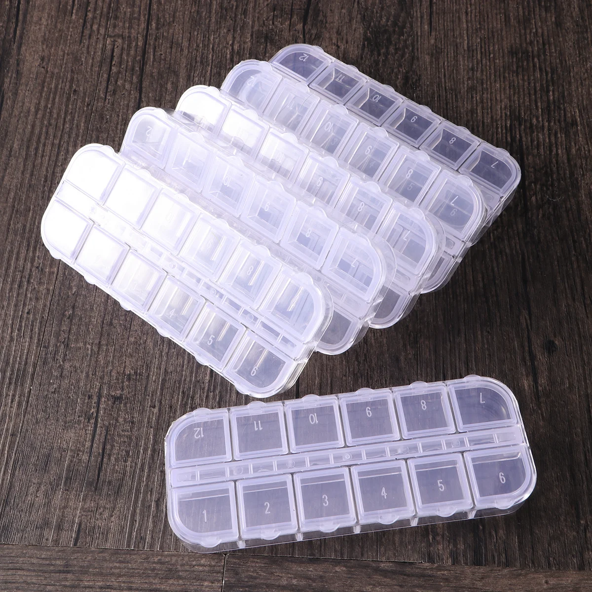 

6Pcs 12 Grids Storage Box Transparent Plastic Organizer for Jewelry Parts Medicine Healthy Long Lifespan PP Container Portable