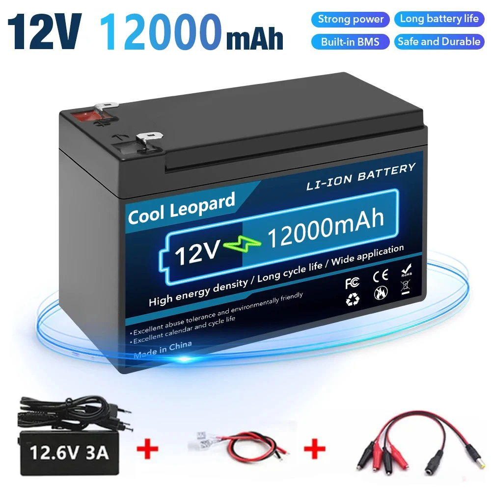 

Upgraded 12V Li Ion 18650 Battery Electric Vehicle Lithium Battery Pack 9V-12V 60Ah 80Ah Built-in BMS 30A High Current