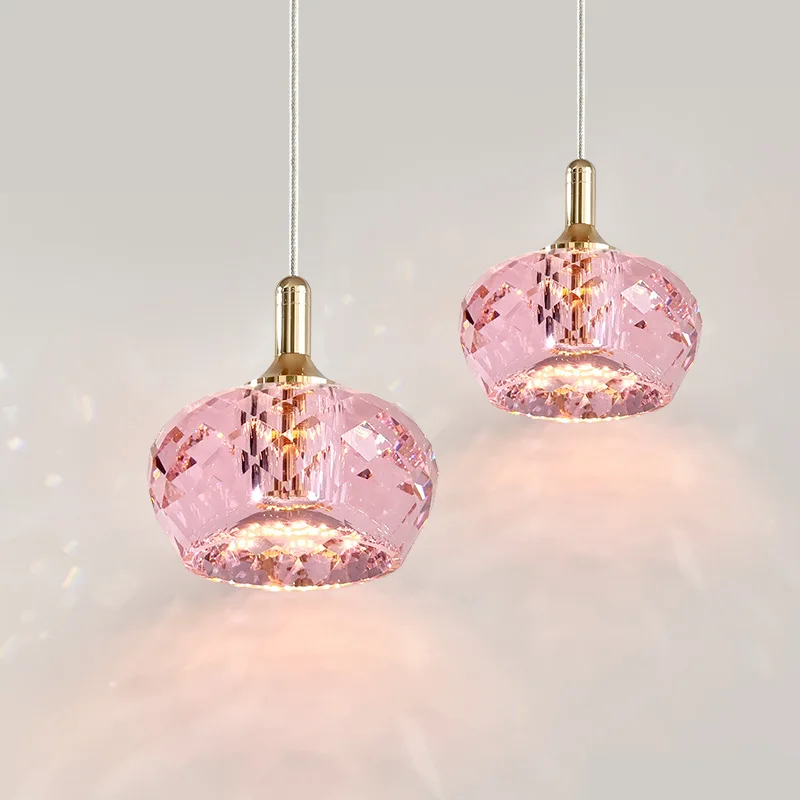 

French Style Light Luxury Pendant Lamp Designer's High-end Crystal Art Bedroom Bedside Bar Counter Restaurant Lighting