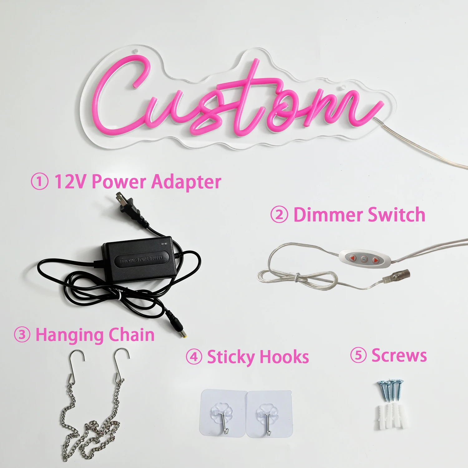 Happy Birthday Neon Sign LED Light for Birthday Party Gift Home Decor Background Sign Table Night Light With Dimmable Switch