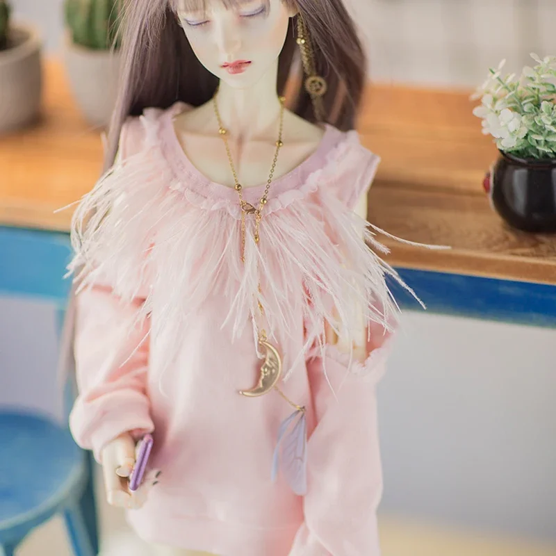 

D03-P412 детская игрушка BJD DD SD MSD 1/6 1/4 1/3 одежда для куклы розовая длинная толстовка с открытыми плечами