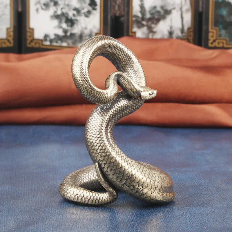 الجنية الصغيرة/الرجعية النقي الصلبة النحاس الأفعى الإبداعية المنزل الحلي المعدنية نماذج للحيوانات الحلي حديقة المنزل الديكور الحرف #2
