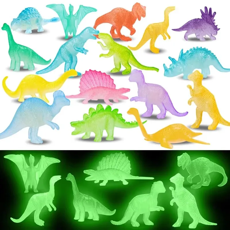 Glow in Dark Mini Dinosaur Figures Small Luminous Toys Easter Eggs Filler Birthday Party Favors Supplies Kids Classroom Prizes