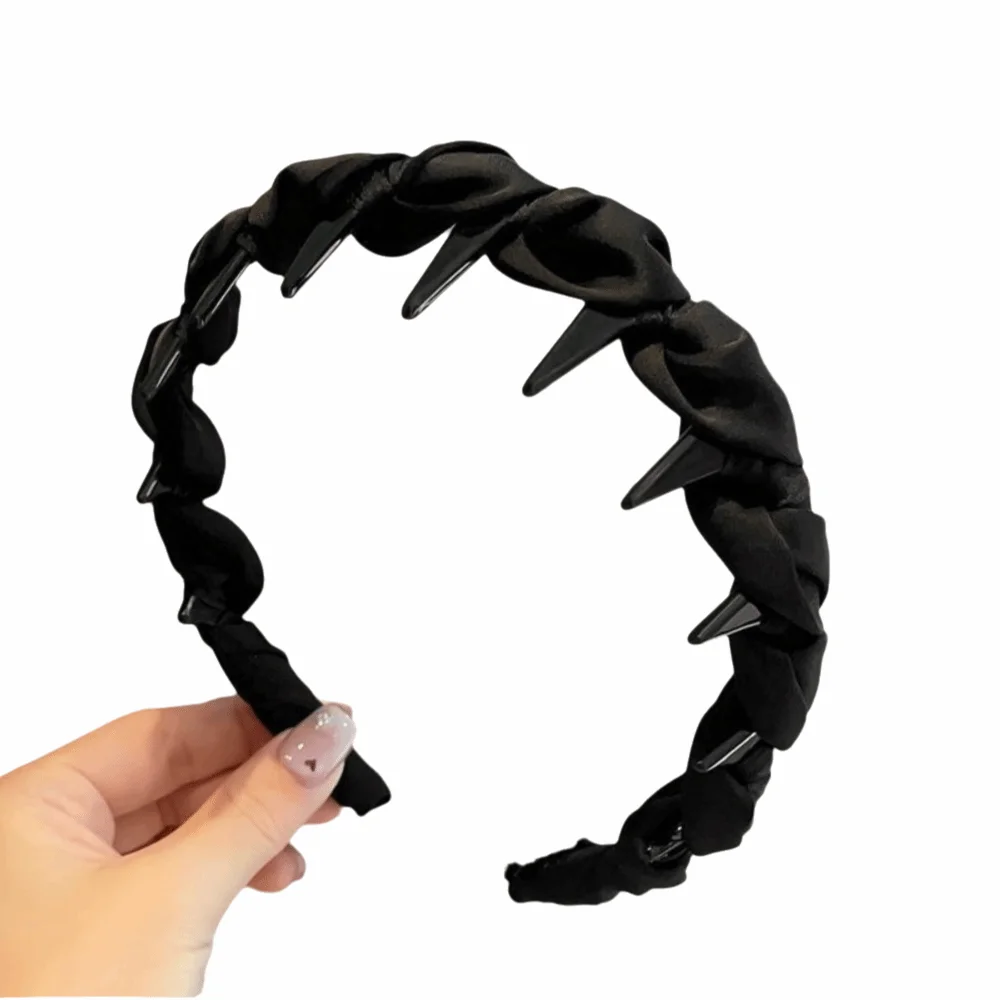 

Wave Pattern Wrapped Hair Hoop Comfortable Adjustable Non-Slip Headband Fabric Headband Elegant Toothed Headband