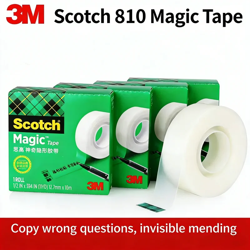 Cinta correctora 3M 810 Scotch, cinta mágica invisible sin rastro, cinta para escribir y rasgar a mano, para el hogar y la oficina, cinta correctora