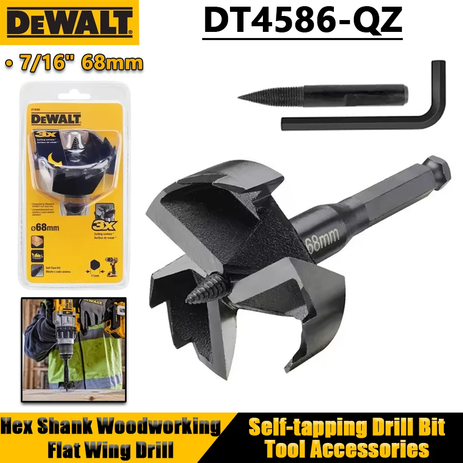 

DEWALT DT4586-QZ 7/16" 68mm Hexagonal Shank Woodworking Self-tapping Flat Wing Drill Anti-slip Drill Bit Power Tool Accessories